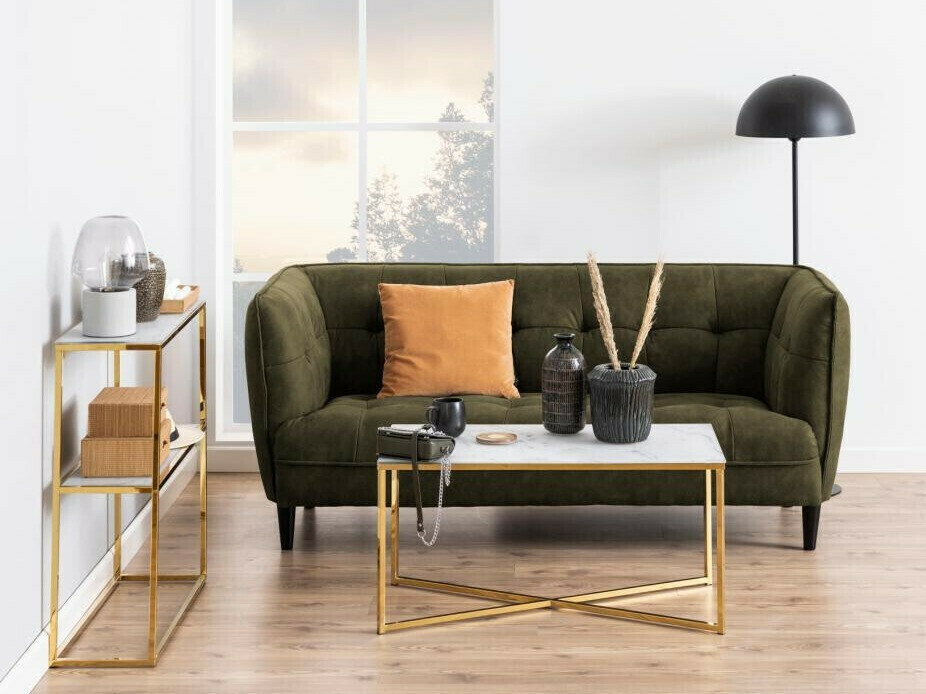 Konzolasztal Norsica Sevodeo 110 (Aranysárga + Fehér márvány)