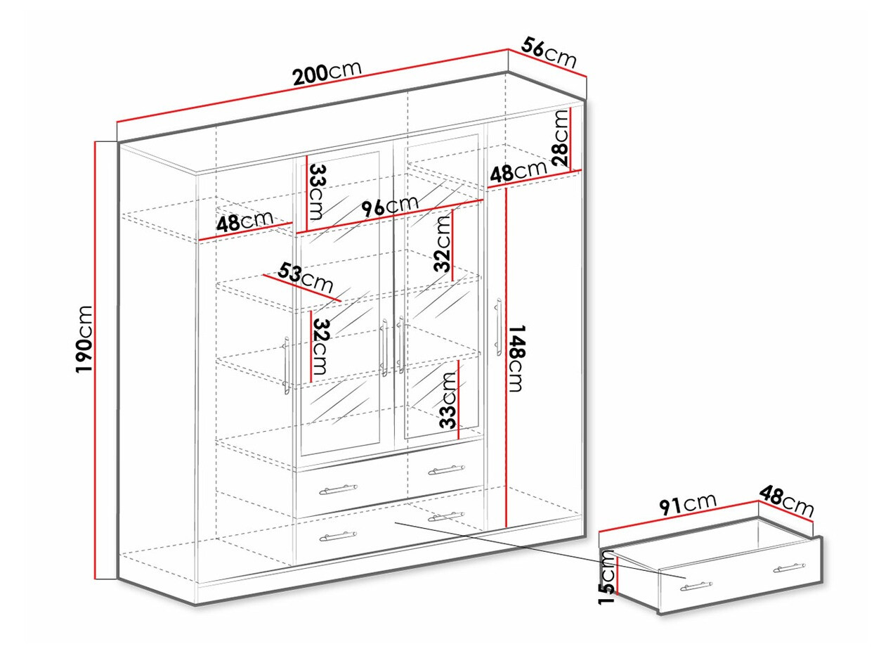 Gardróbszekrény Cavmero 100 (Sonoma tölgy + Fehér)