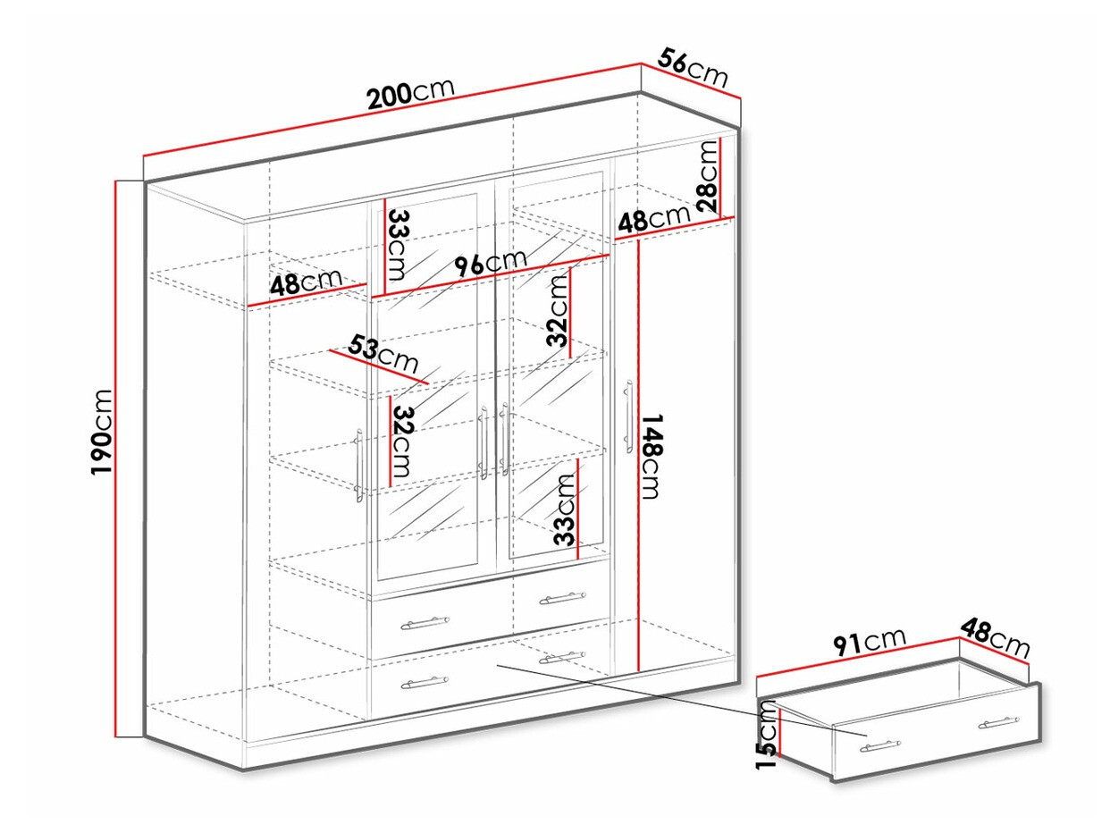 Gardróbszekrény Cavmero 101 (Sonoma tölgy + Fehér)