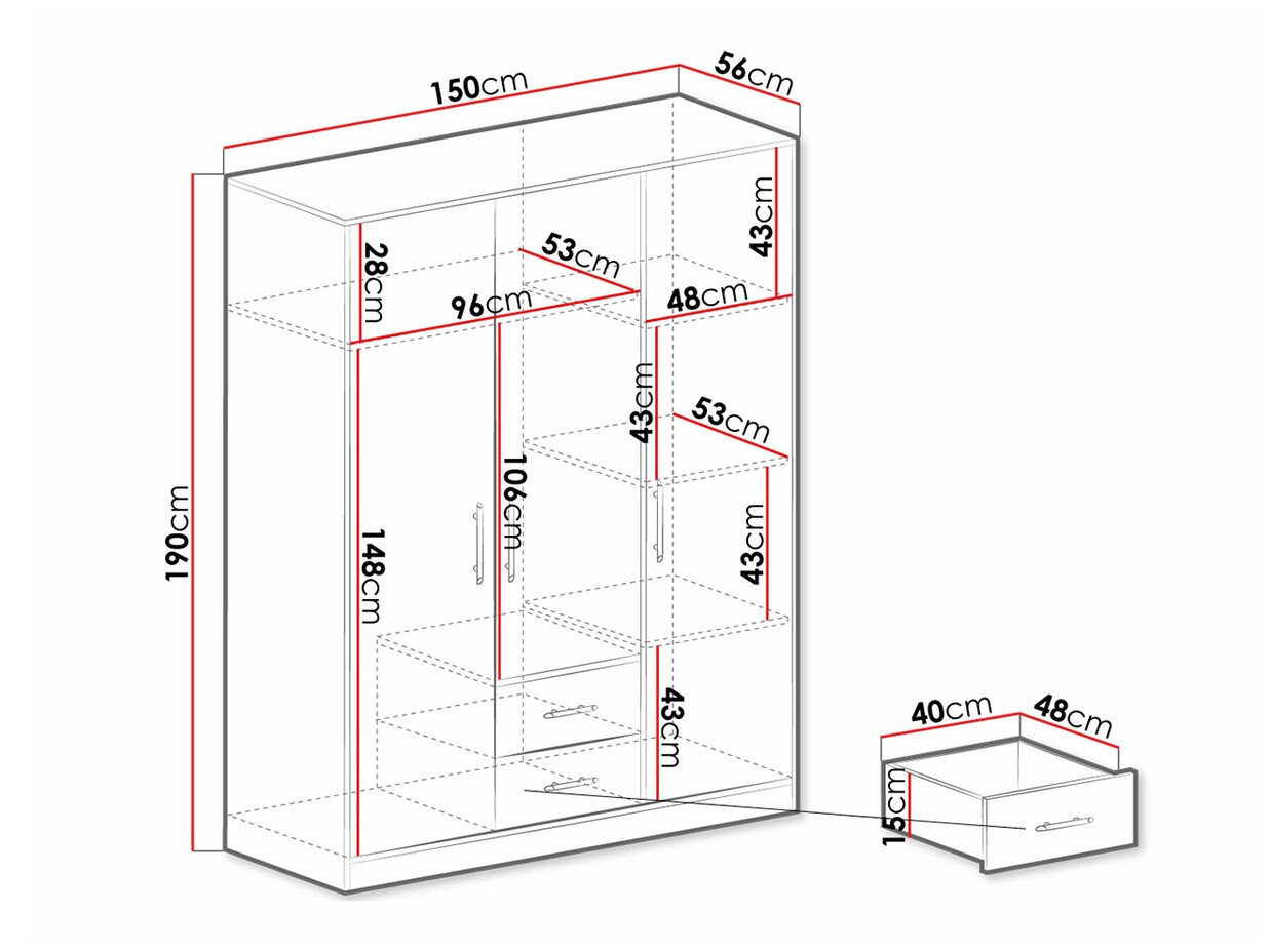 Gardróbszekrény Cavmero 102 (Sonoma tölgy + Fehér)