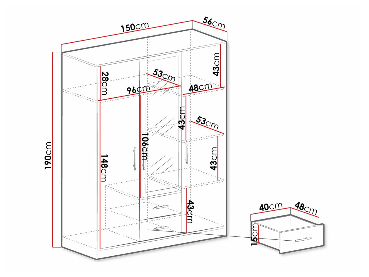 Gardróbszekrény Cavmero 103 (Sonoma tölgy + Fehér)