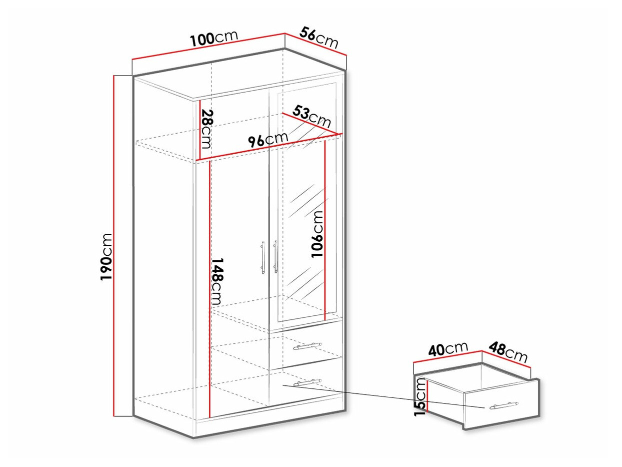 Gardróbszekrény Cavmero 104 (Sonoma tölgy + Fehér)