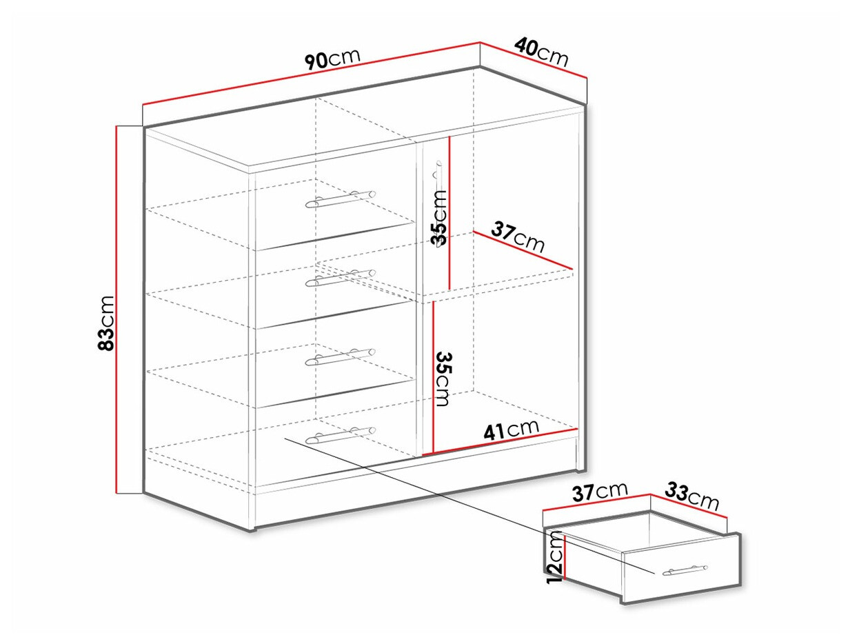 Komód Cavmero 108 (Sonoma tölgy + Fehér)