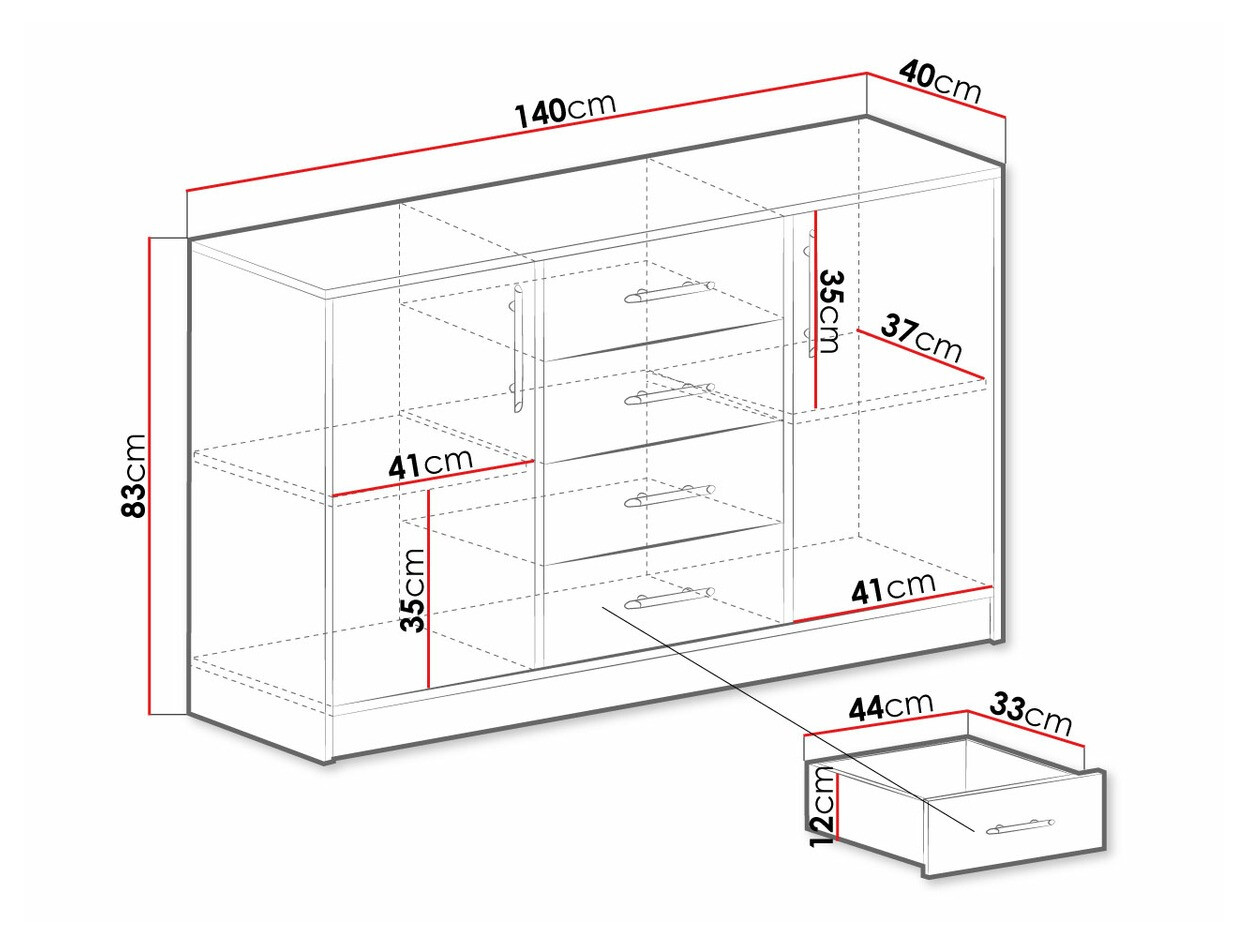 Komód Cavmero 109 (Sonoma tölgy + Fehér)