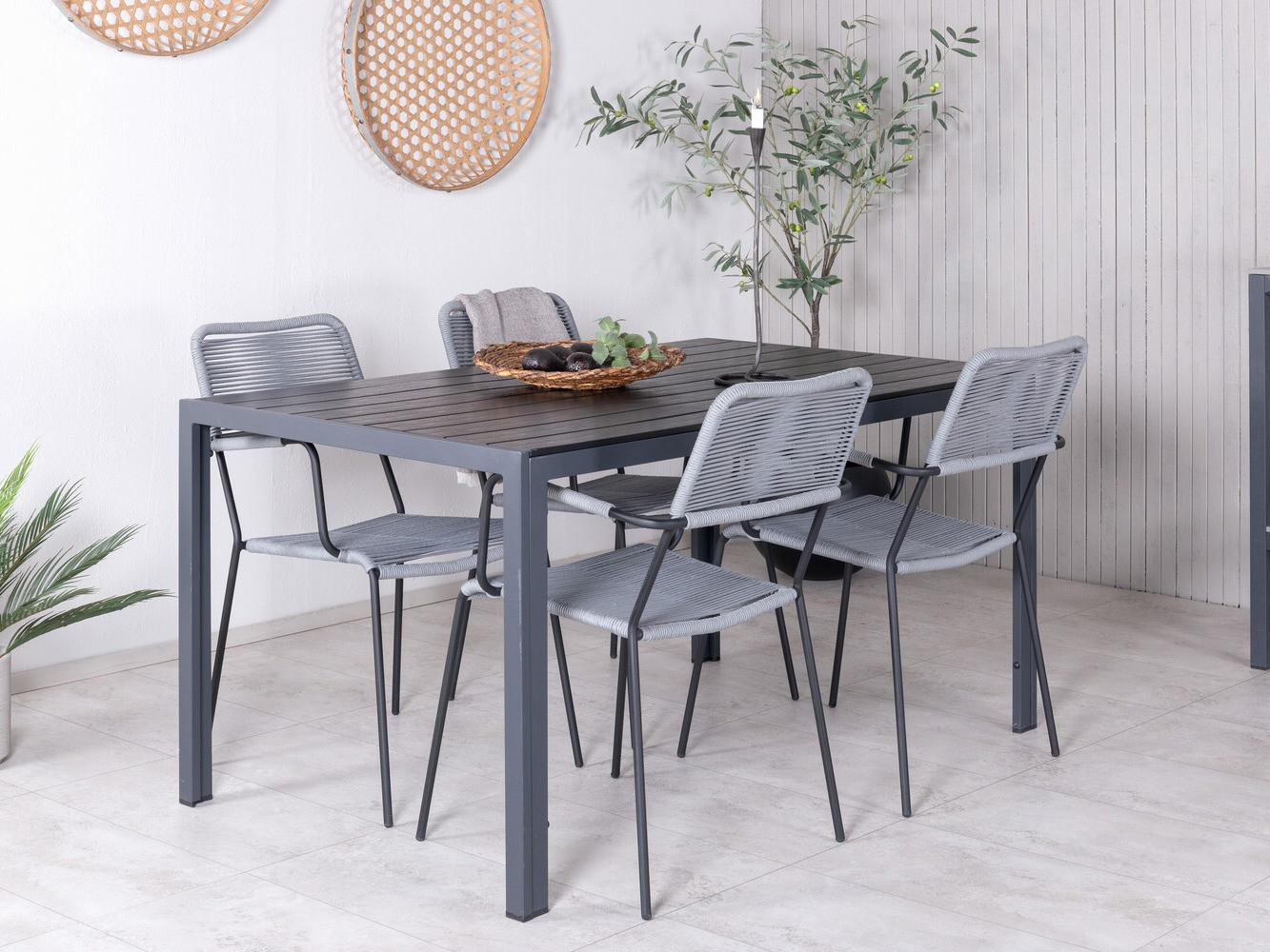 Asztal és szék garnitúra Dallas 2983 (Fekete + Szürke)