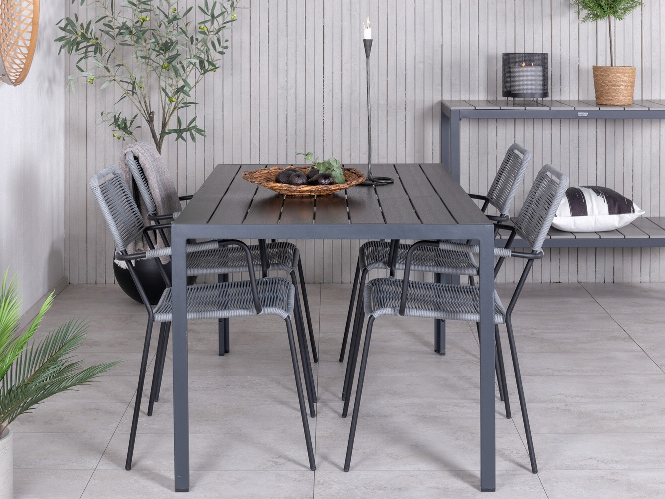 Asztal és szék garnitúra Dallas 2983 (Fekete + Szürke)