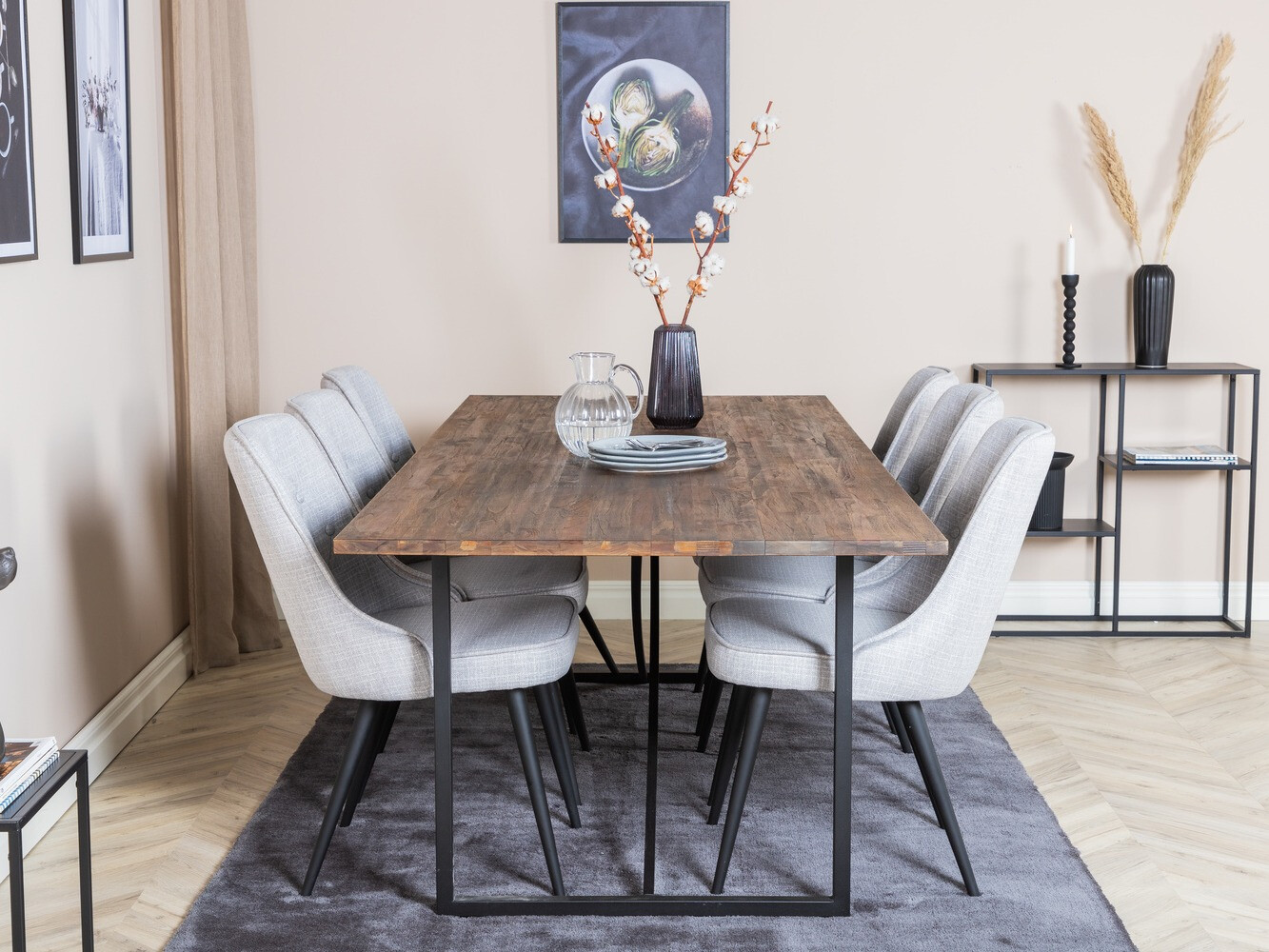 Étkezőgarnitúra Dallas 1865 (Fekete + Világosszürke)