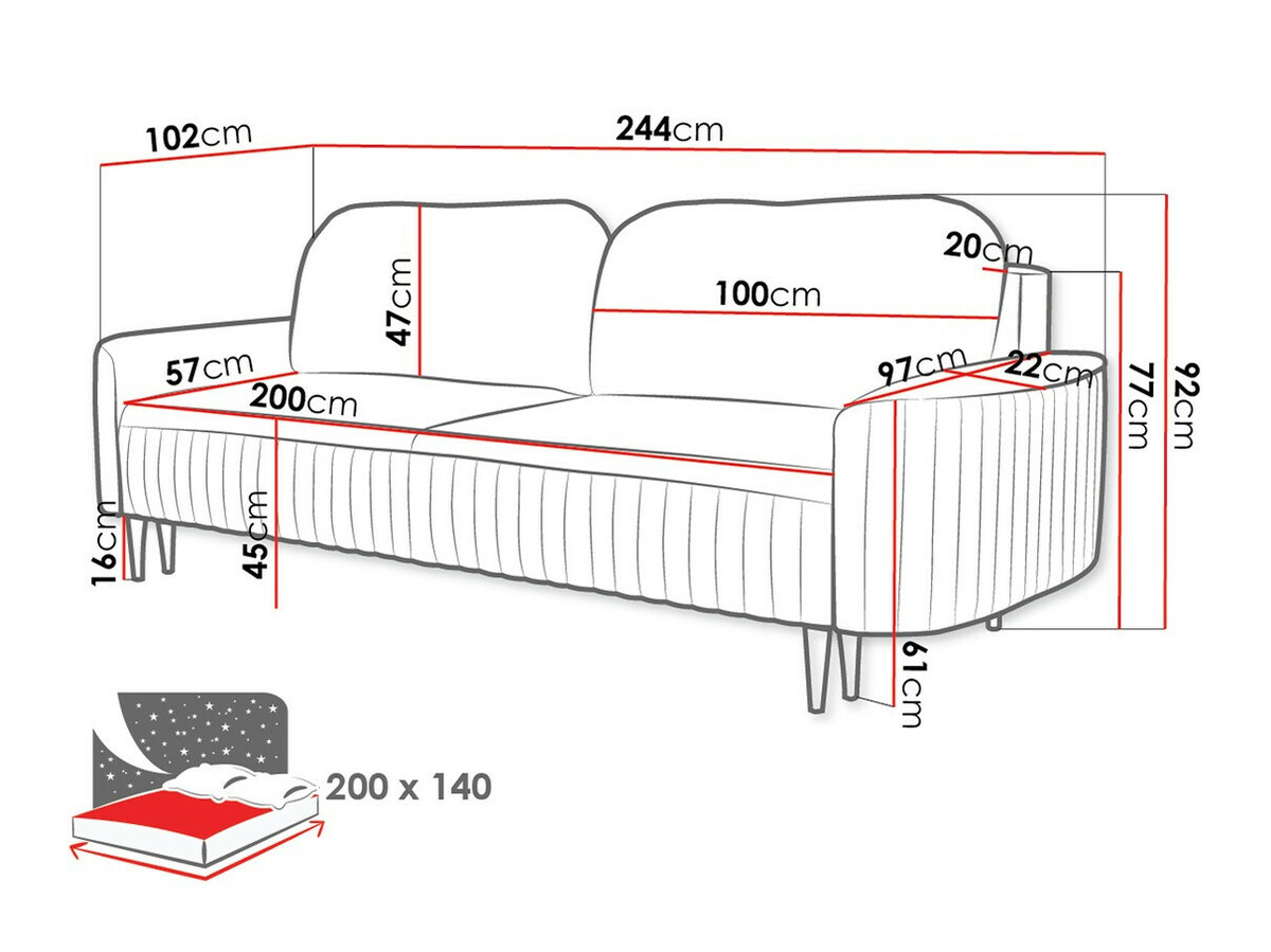 Kanapéágy Kingston 138 (Velluto 11)
