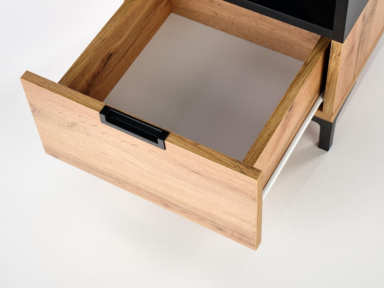 Éjjeliszekrény Houston 1225 (Fekete + Wotan tölgy)