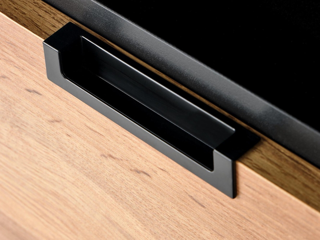 Éjjeliszekrény Houston 1225 (Fekete + Wotan tölgy)