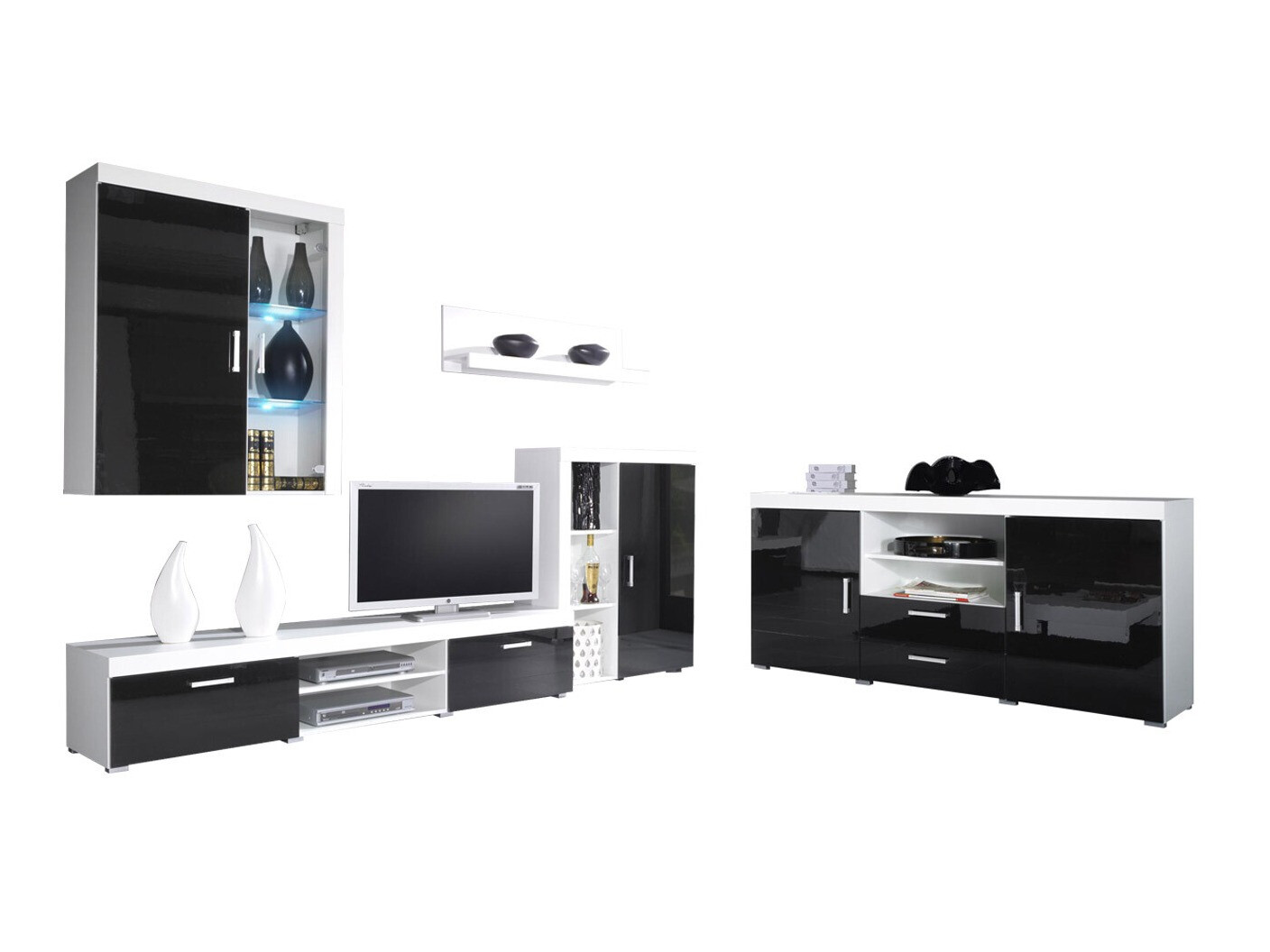 Nappali szett Odebeli 107 (Fehér + Fényes fekete)