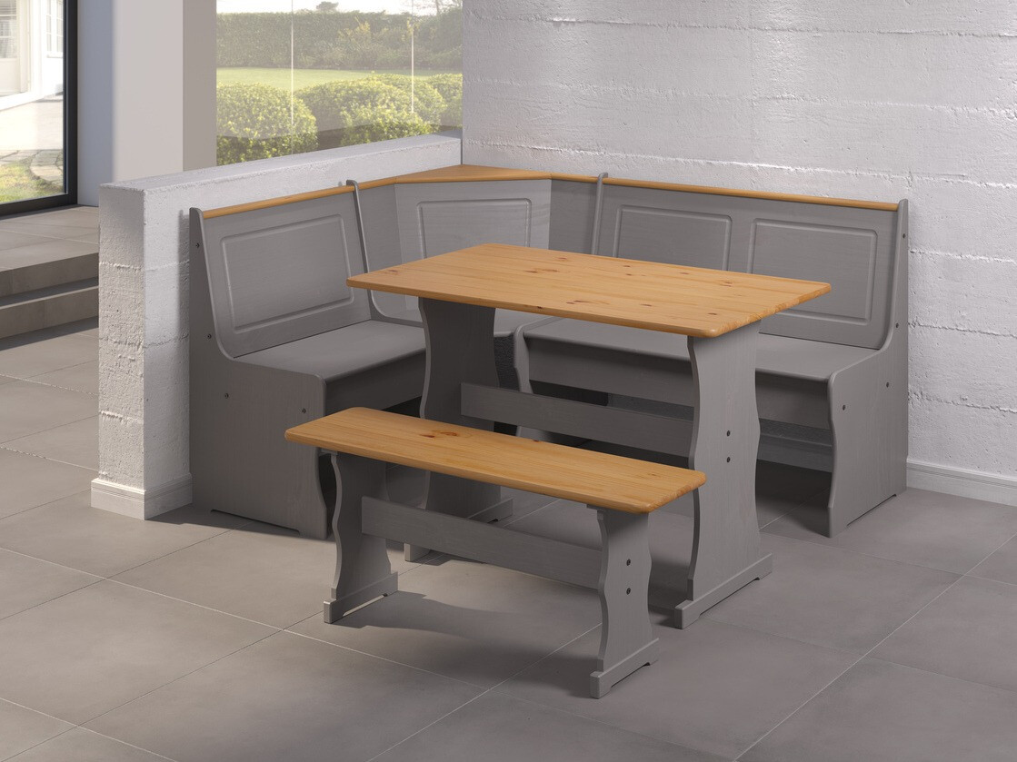 Sarok étkező garnitúra Indianapolis D104 (Szürke + Fényes fa)