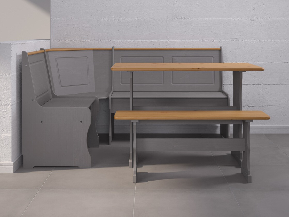 Sarok étkező garnitúra Indianapolis D104 (Szürke + Fényes fa)