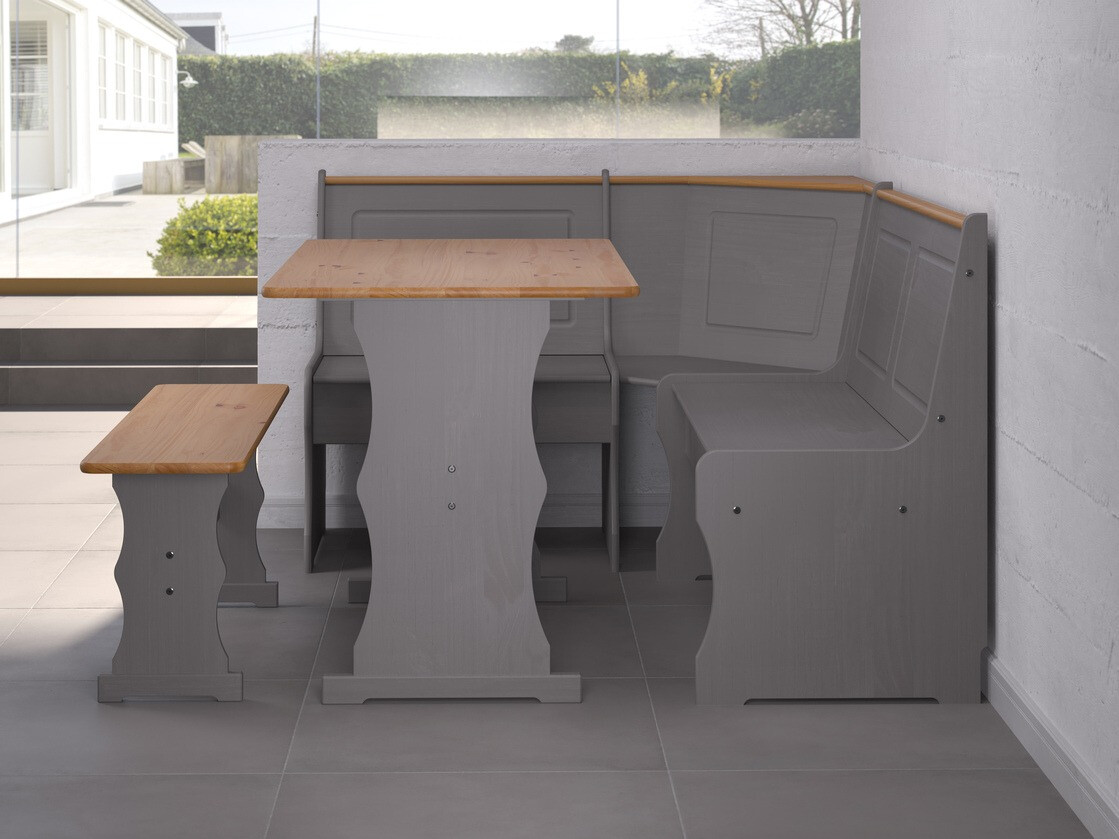 Sarok étkező garnitúra Indianapolis D104 (Szürke + Fényes fa)