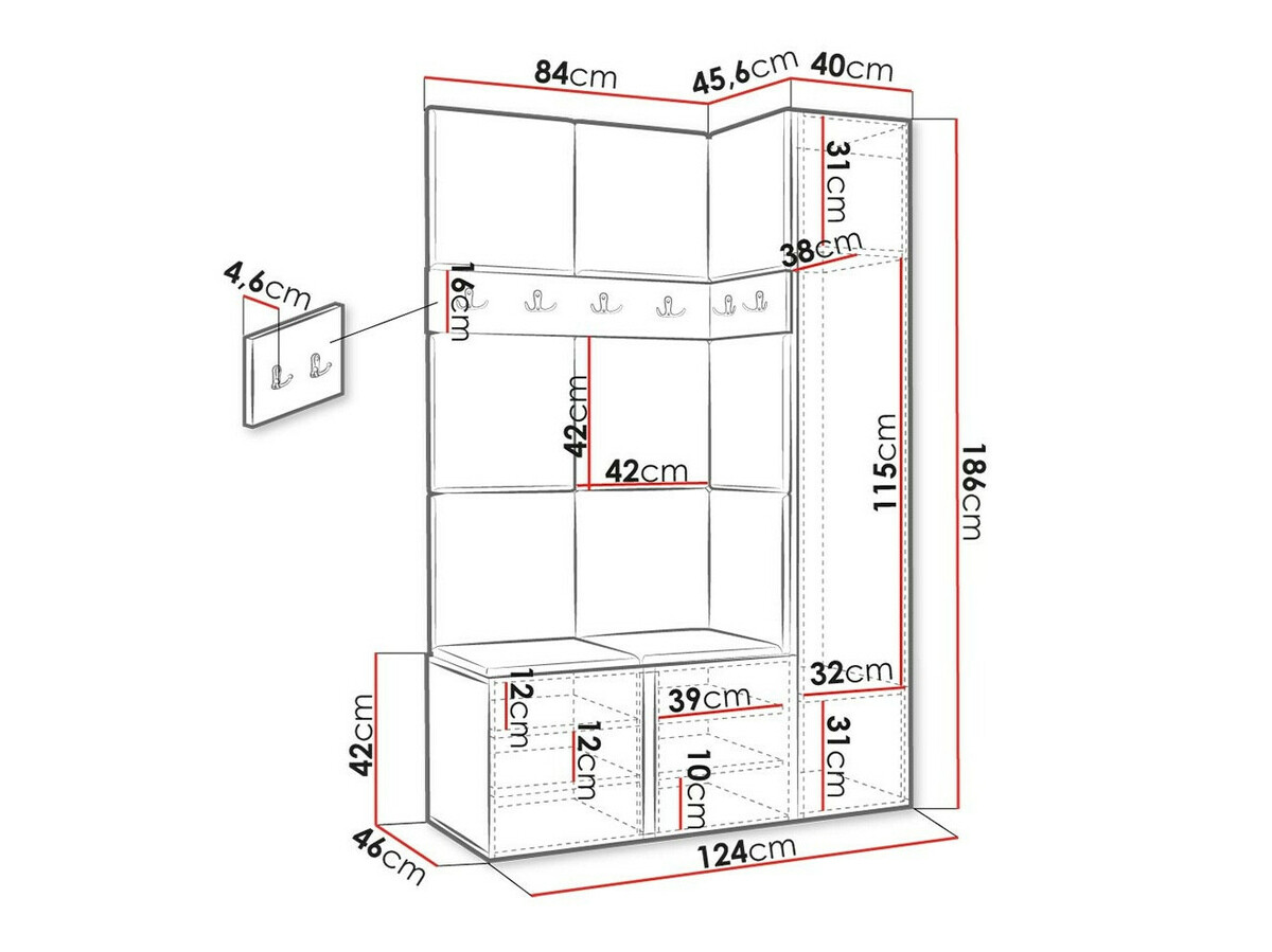 Előszoba garnitúra Hartford 471 (Fehér)
