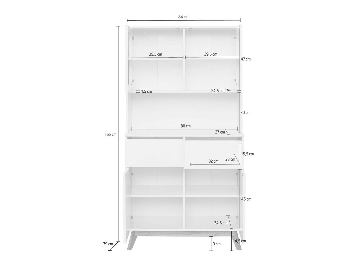 Könyvespolc Denton 890 (Fehér + Tölgy)