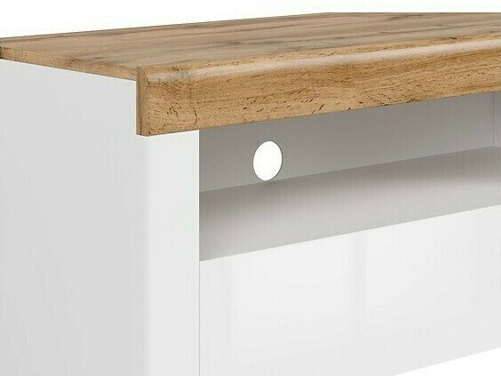 TV-állvány Sonsoru 107 (Fehér + Fényes fehér + Wotan tölgy)