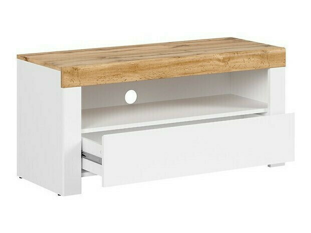 TV-állvány Sonsoru 107 (Fehér + Fényes fehér + Wotan tölgy)