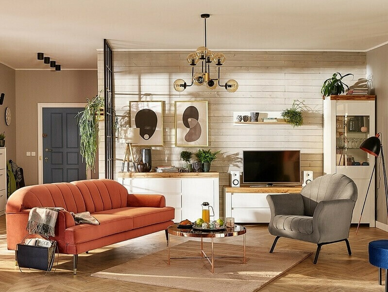 TV-állvány Sonsoru 108 (Fehér + Fényes fehér + Wotan tölgy)