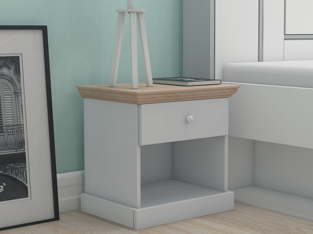 Éjjeliszekrény Lirveri 111 (Szürke + Világos tölgy)