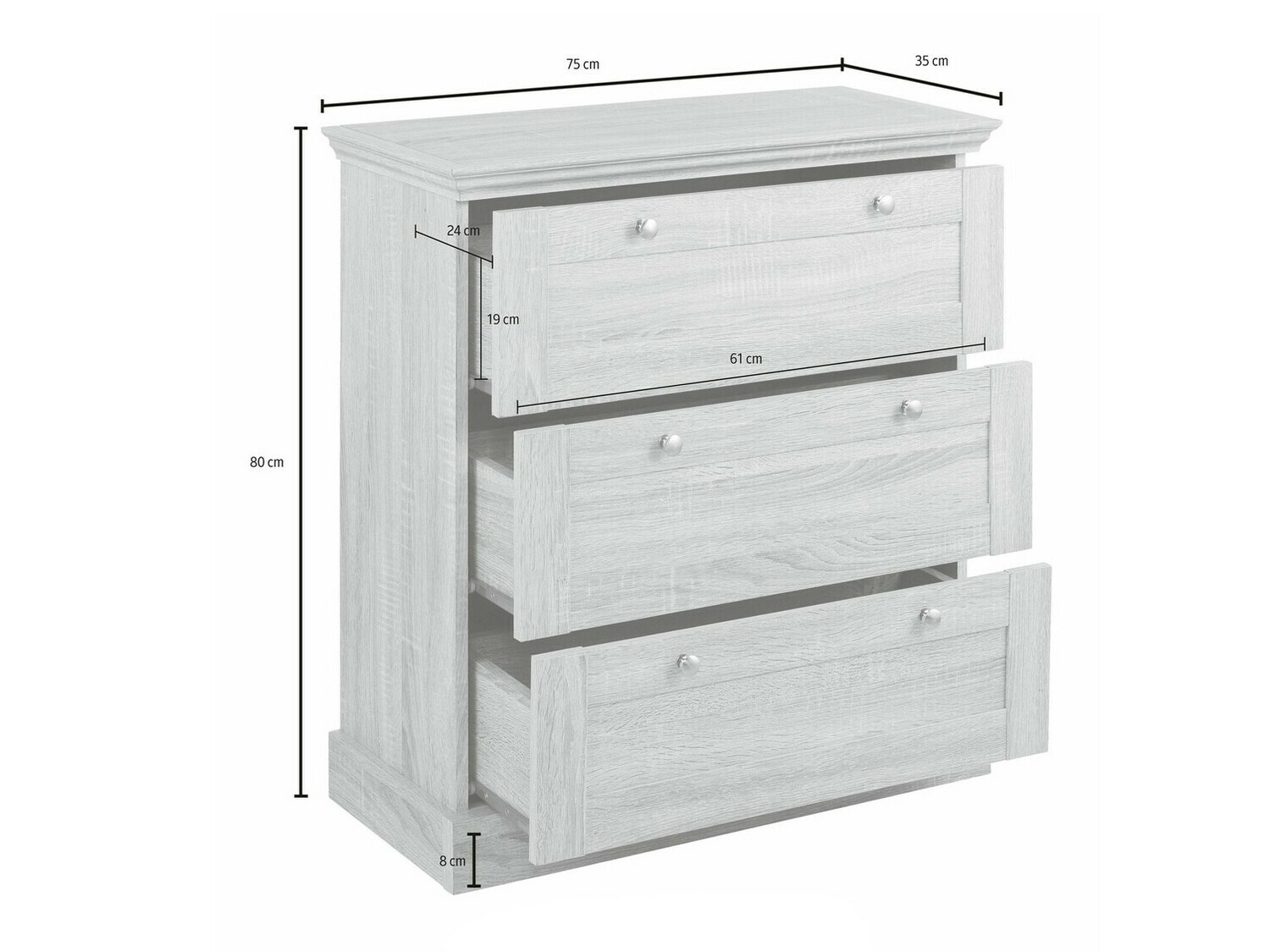 Komód Lirveri 110 (Szürke + Világos tölgy)