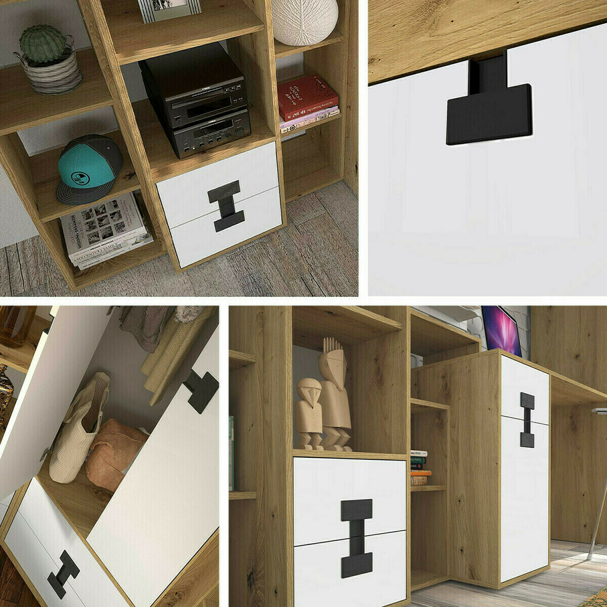 Gardróbszekrény Florevi 113 (Matt fehér + Artisan tölgy)