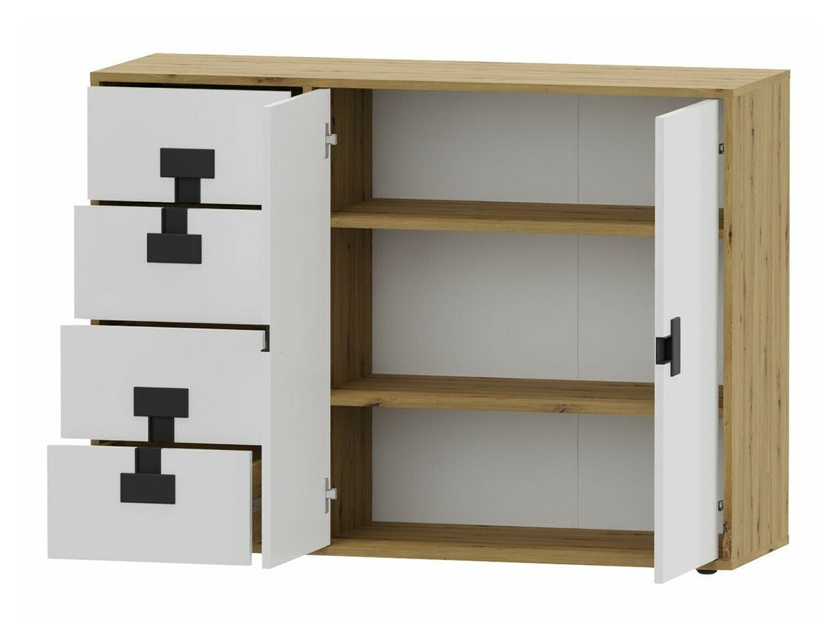 Komód Florevi 102 (Matt fehér + Artisan tölgy)