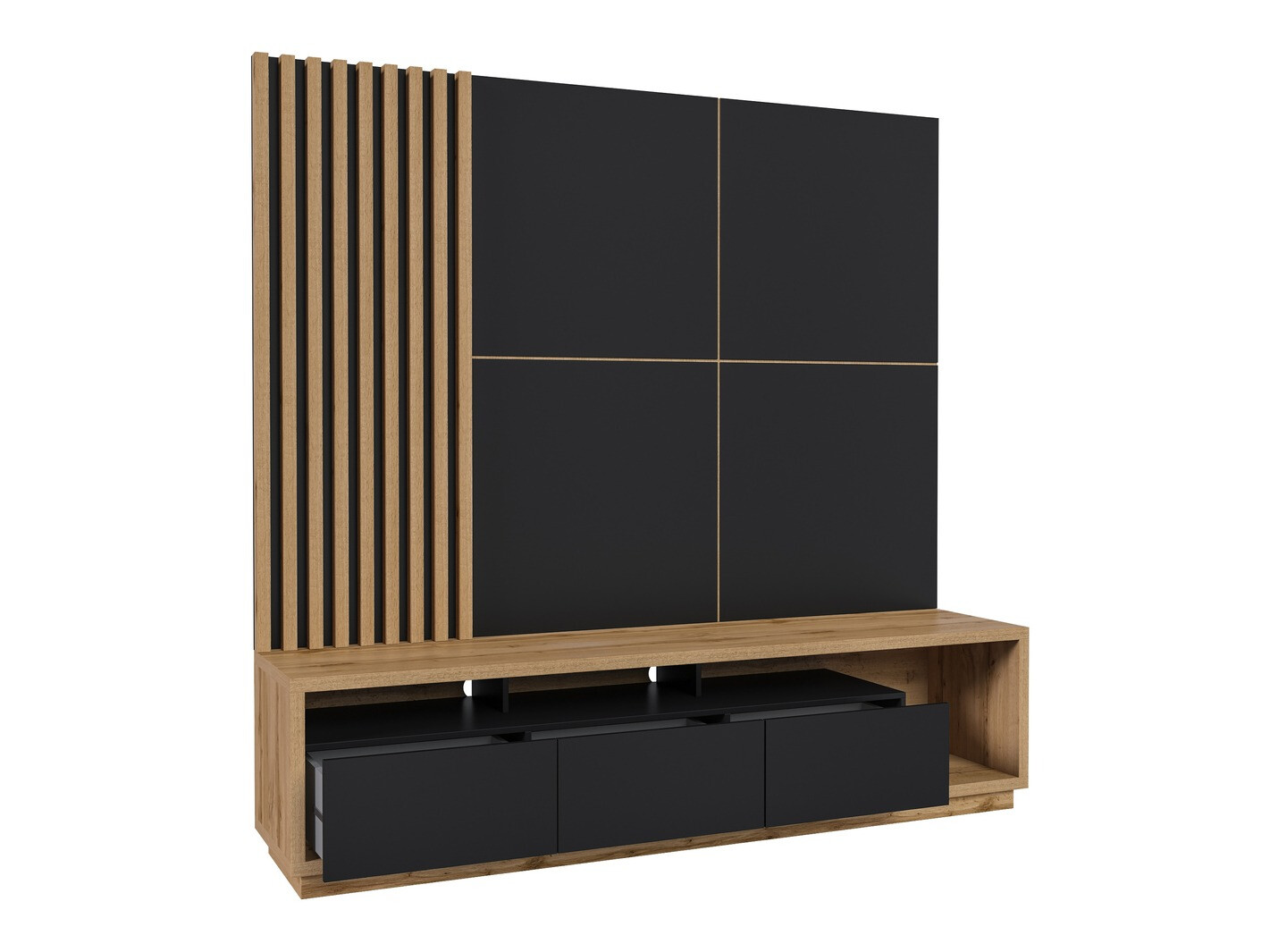 Nappali szett Austin 360 (Wotan tölgy + Fekete + Matt fekete)