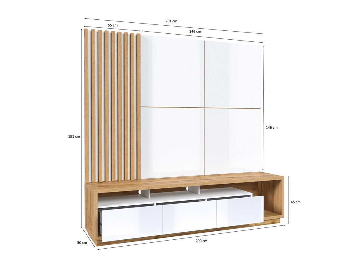 Nappali szett Austin 360 (Wotan tölgy + Fekete + Matt fekete)