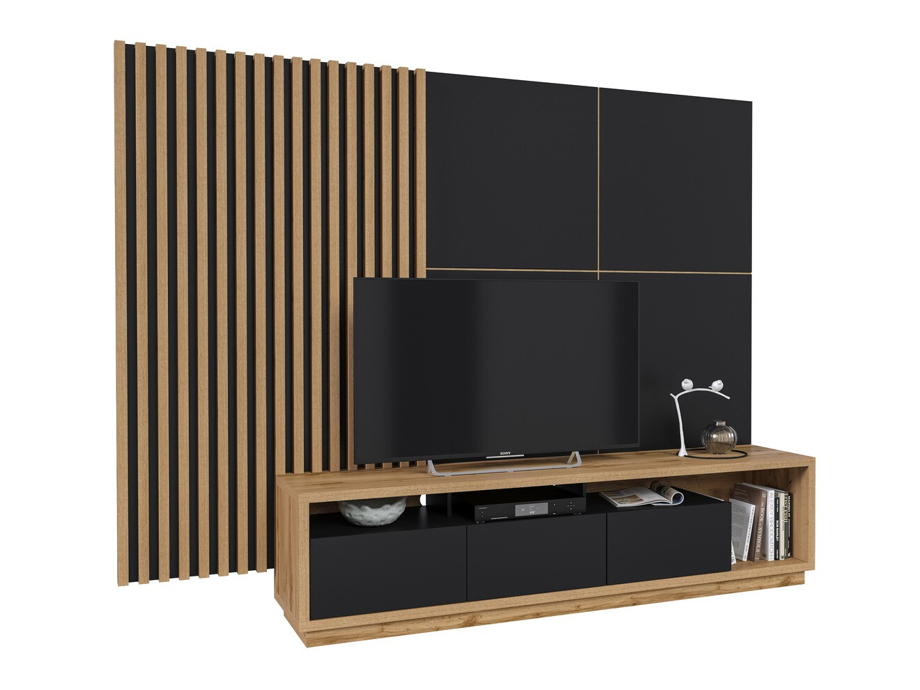 Nappali szett Austin 362 (Wotan tölgy + Matt fekete + Fekete)