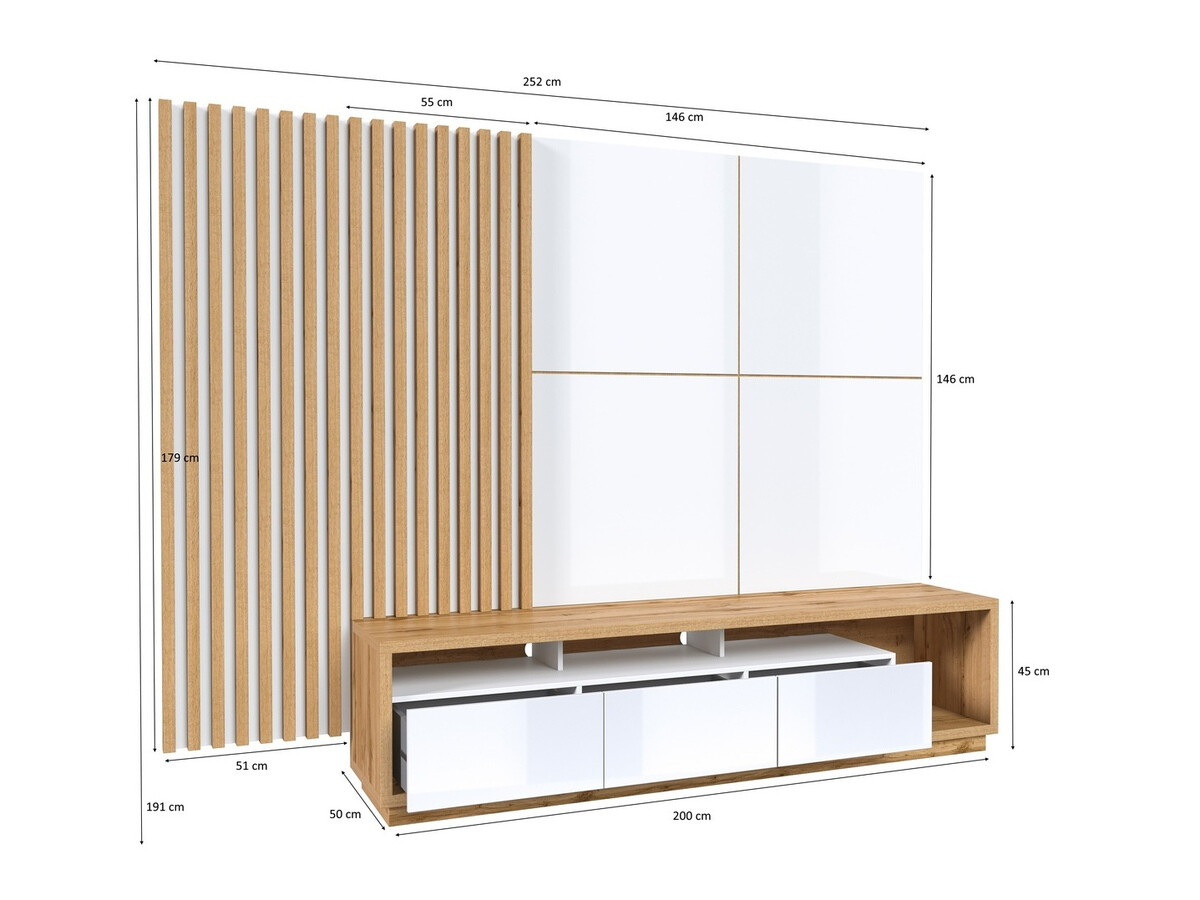 Nappali szett Austin 362 (Wotan tölgy + Matt fekete + Fekete)