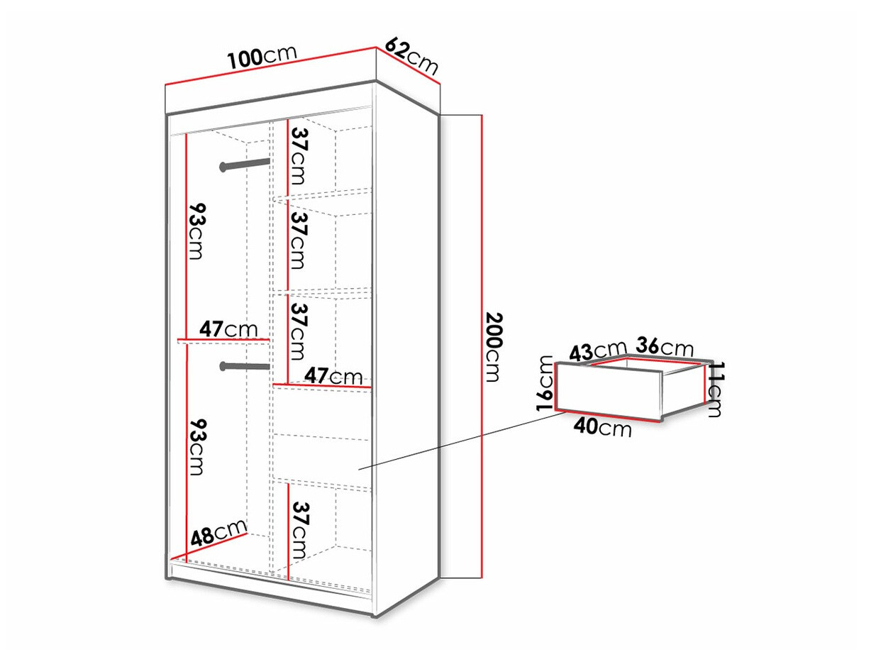 Gardróbszekrény Hartford 307 (Artisan tölgy + Fekete)