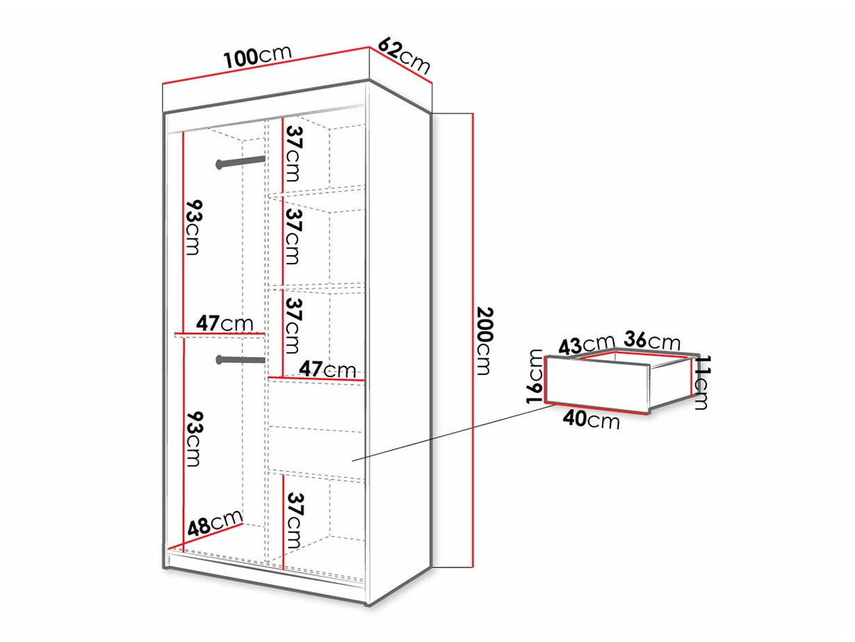 Gardróbszekrény Hartford 307 (Fekete + Artisan tölgy)