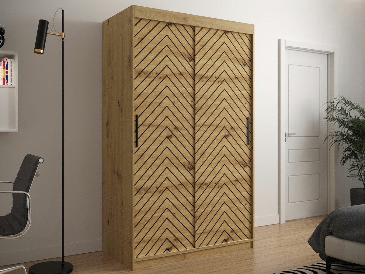 Gardróbszekrény Hartford 308 (Artisan tölgy + Fekete)