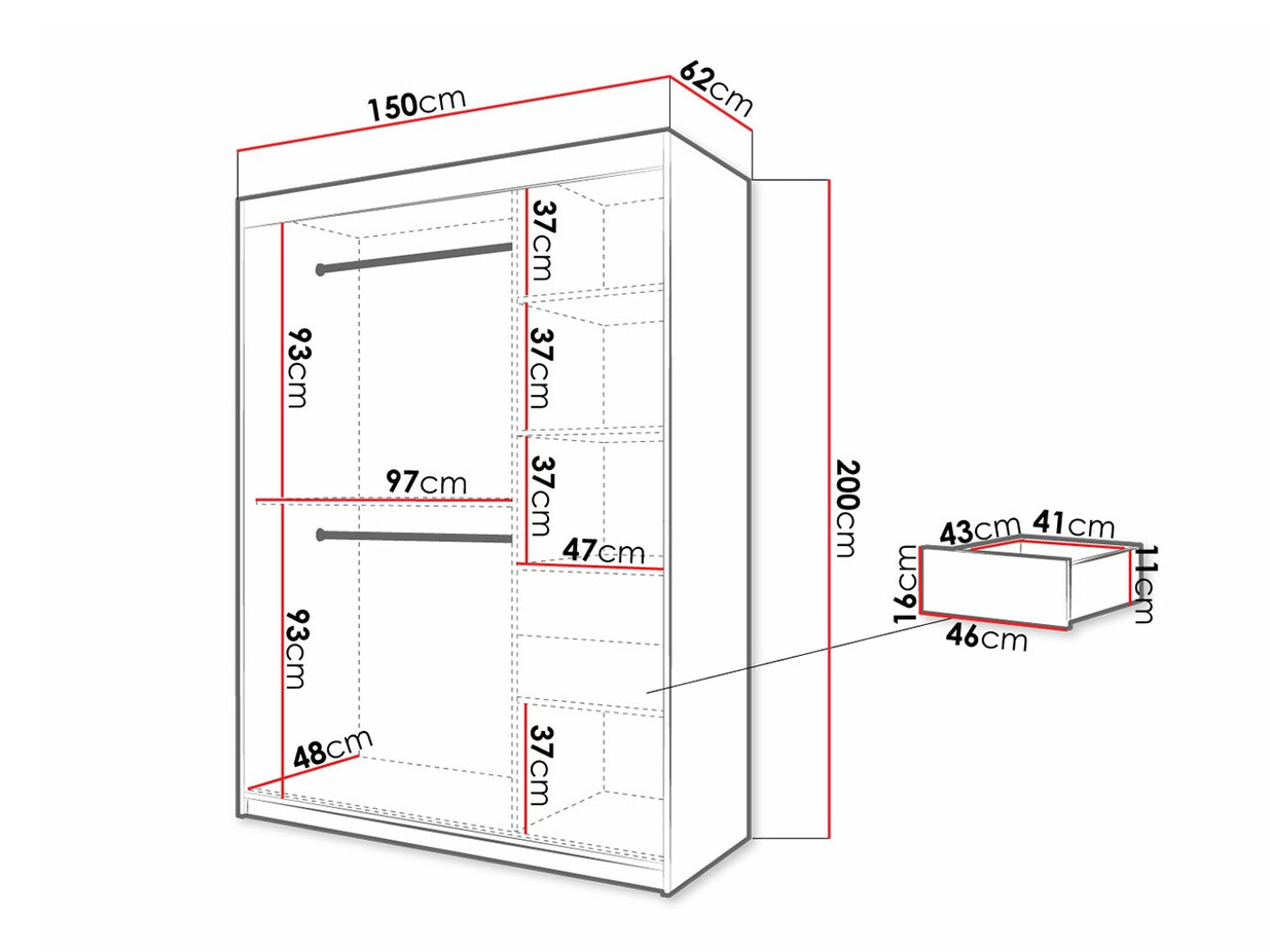 Gardróbszekrény Hartford 311 (Fehér + Fekete)