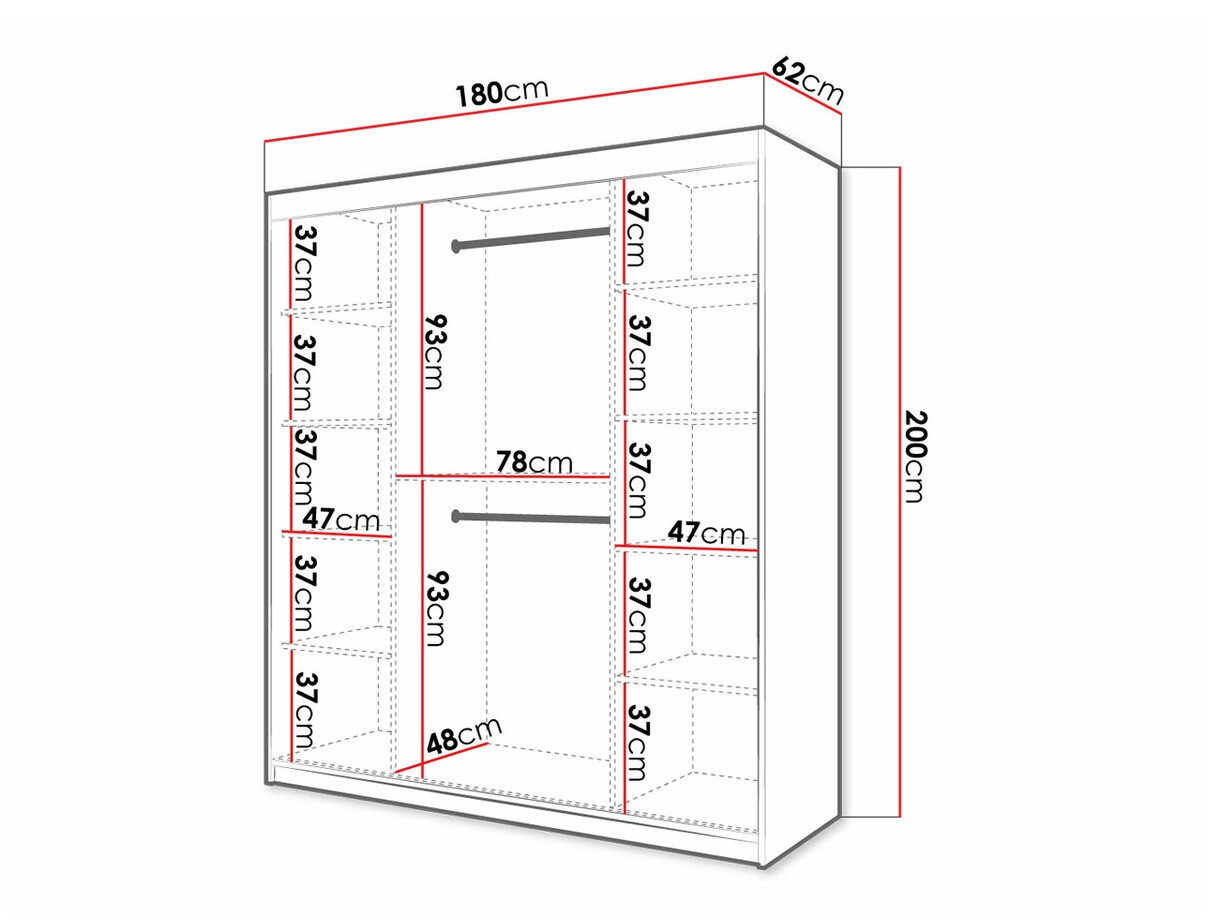 Gardróbszekrény Hartford 313 (Fehér + Fekete)