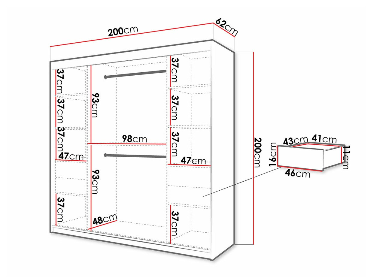 Gardróbszekrény Hartford 314 (Fehér + Fekete)