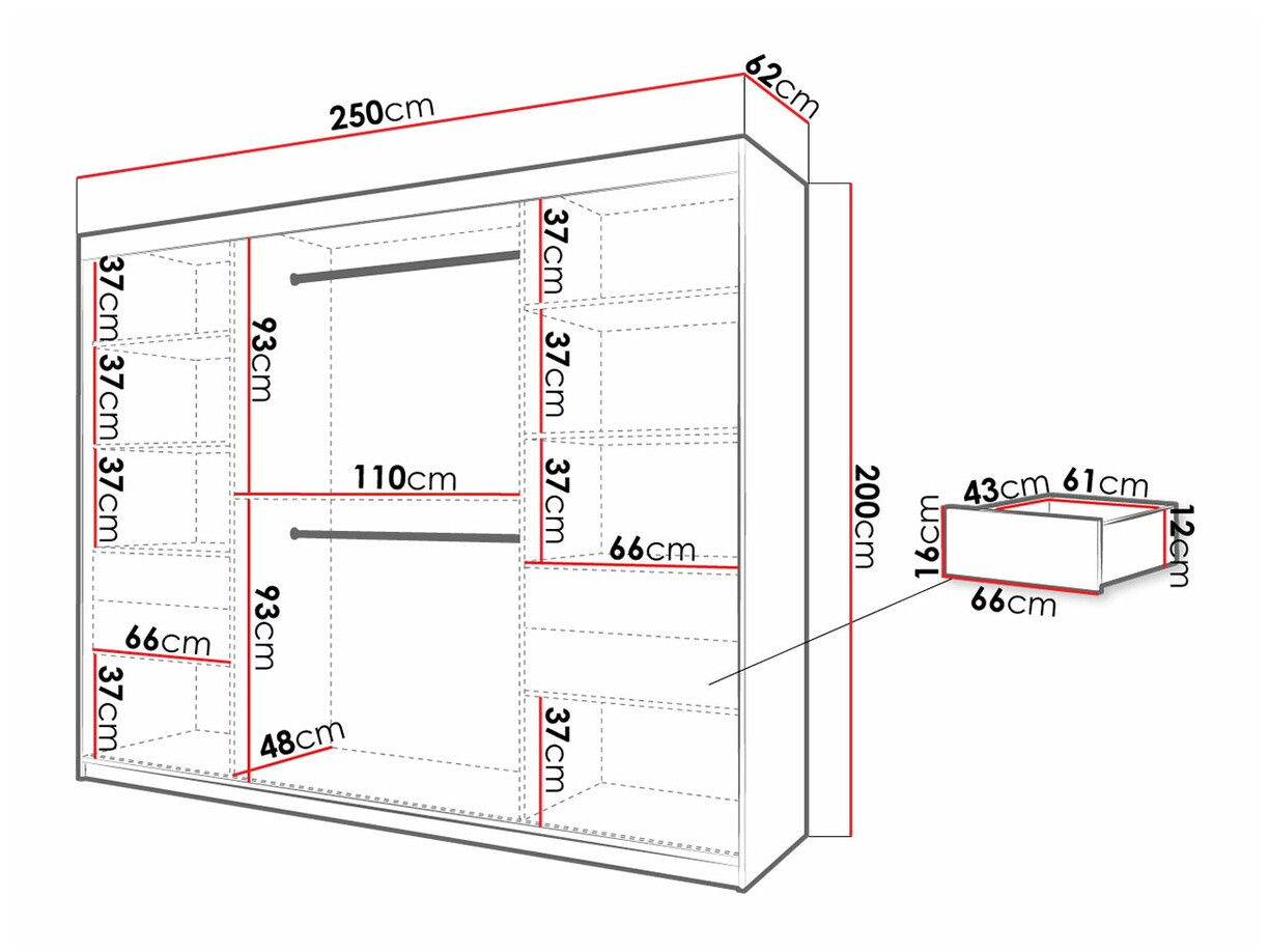 Gardróbszekrény Hartford 316 (Fekete + Artisan tölgy)