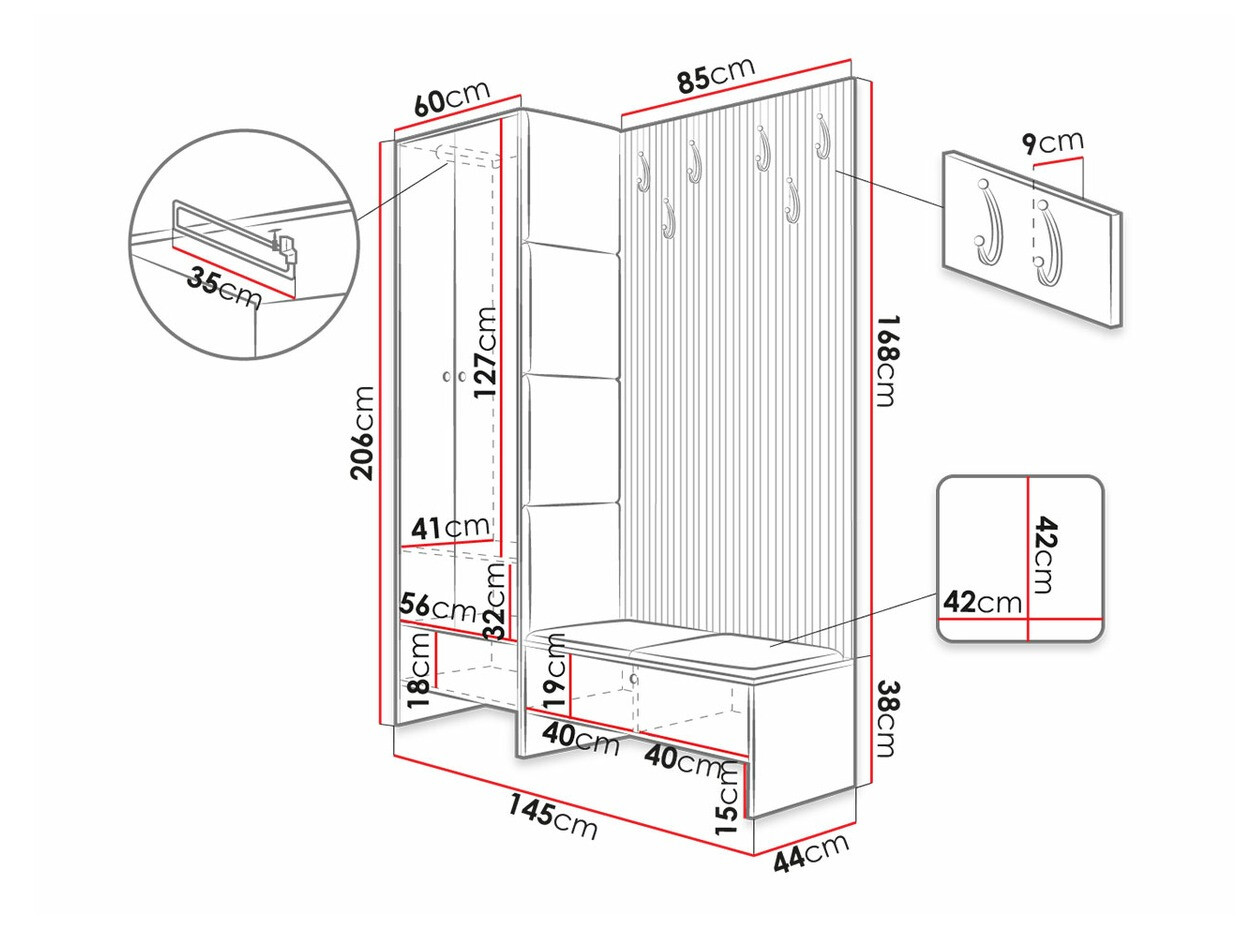 Előszoba garnitúra Hartford 320 (Artisan tölgy + Manila 11)