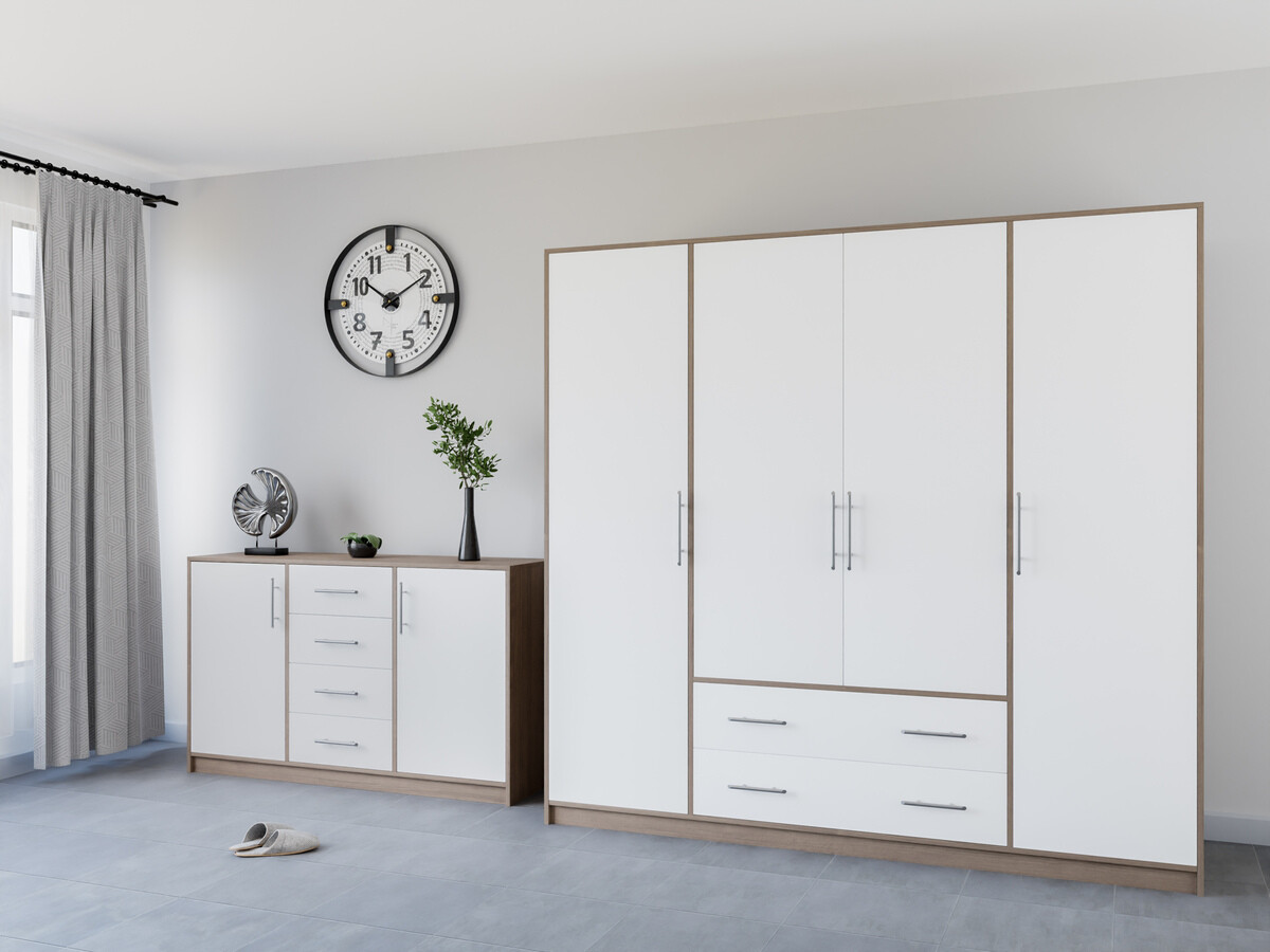 Gardróbszekrény Cavmero 100 (Sonoma tölgy + Fehér)