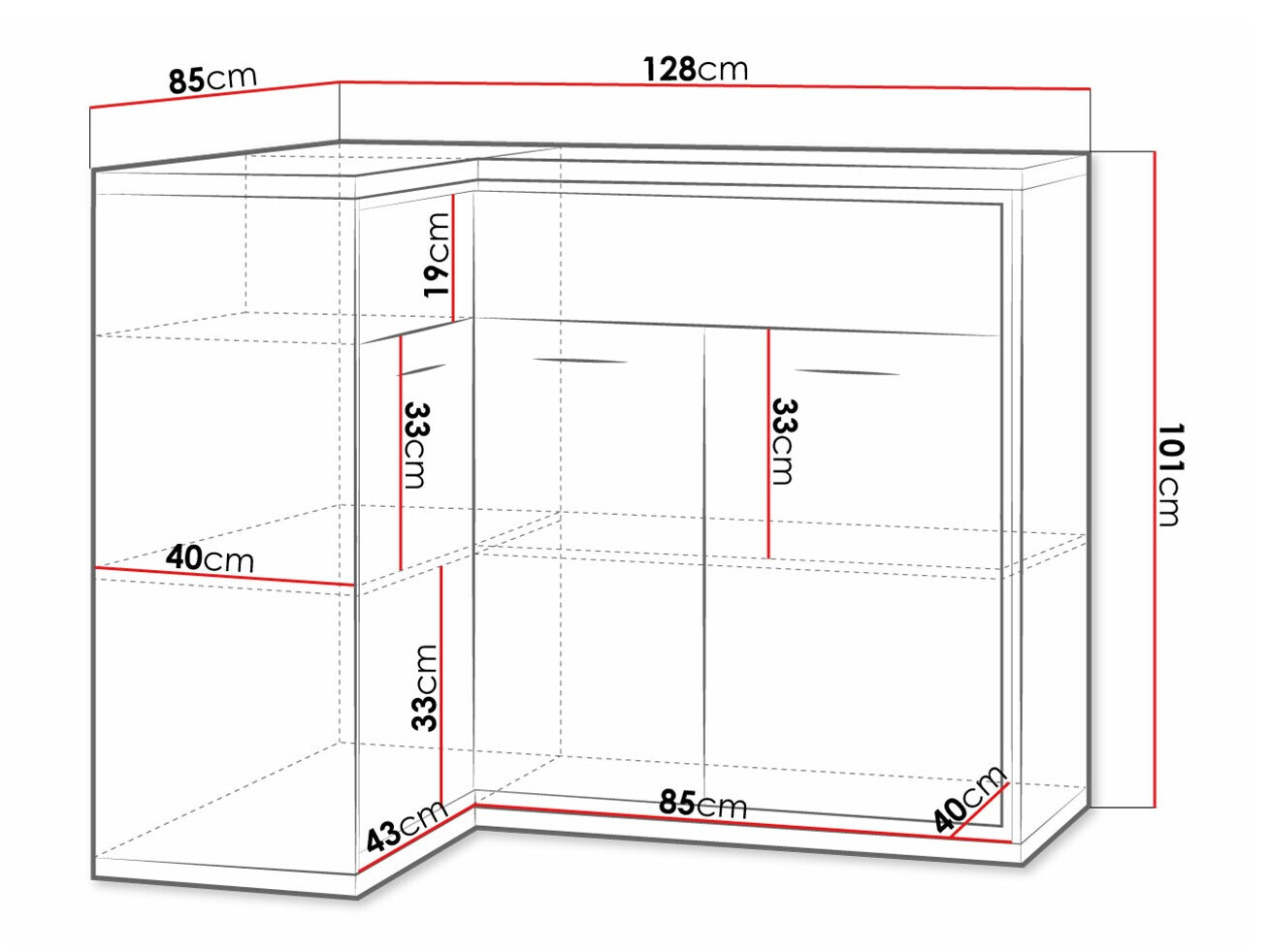 Sarok komód Etrmoni 121 (Világos fa)