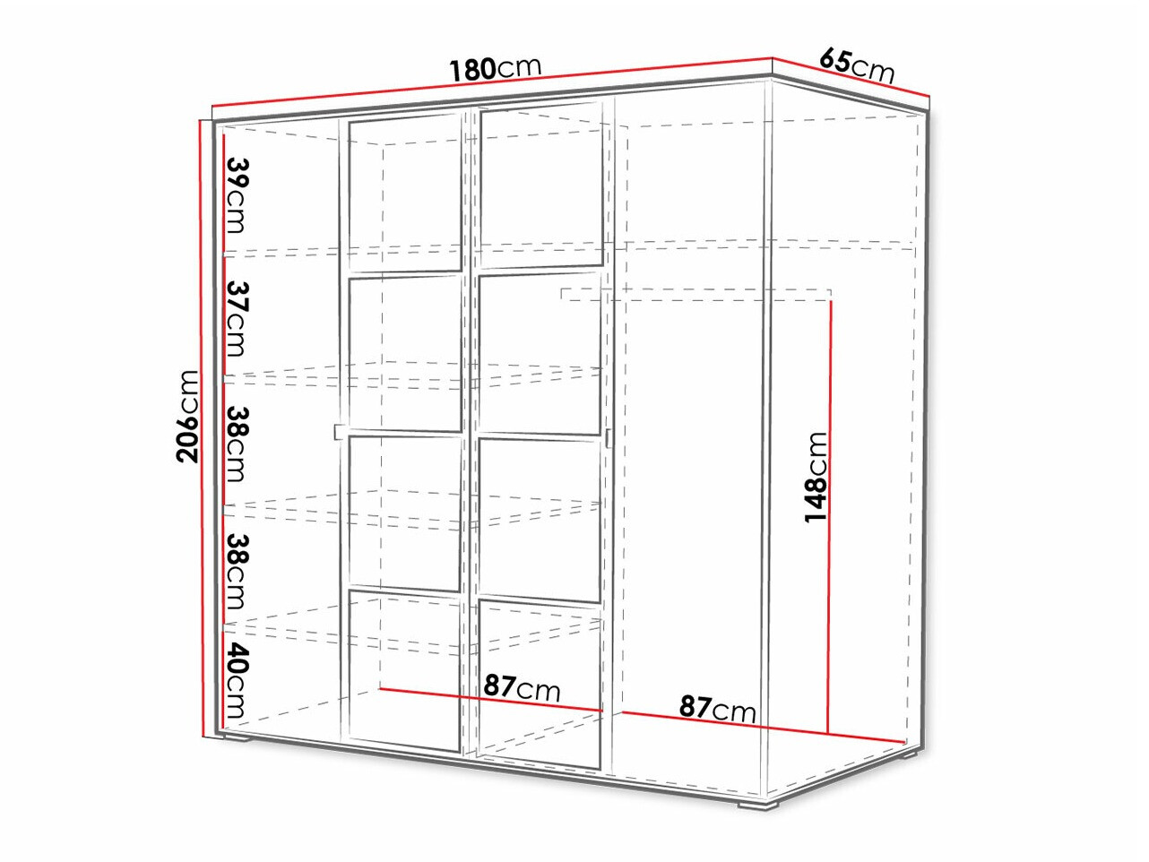 Gardróbszekrény Toledo 117 (Fehér + Fekete)