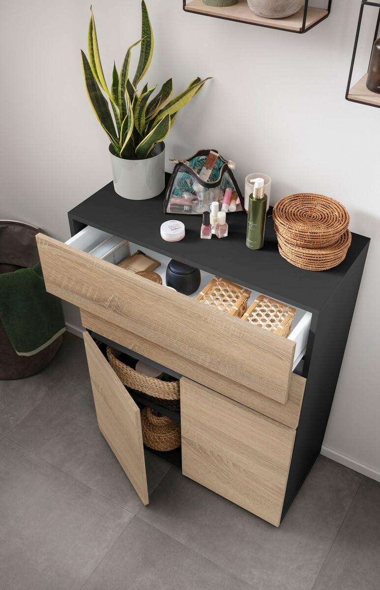 Beépített fürdőszoba szekrény Soncamu 101 (Antracit + Tölgy)