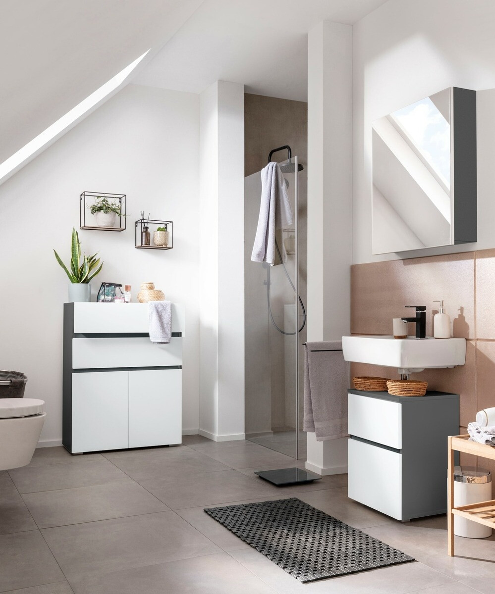 Mosdó alatti álló szekrény Soncamu 103 (Fehér + Antracit)