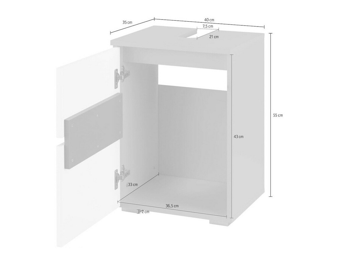 Mosdó alatti álló szekrény Soncamu 103 (Fehér + Antracit)