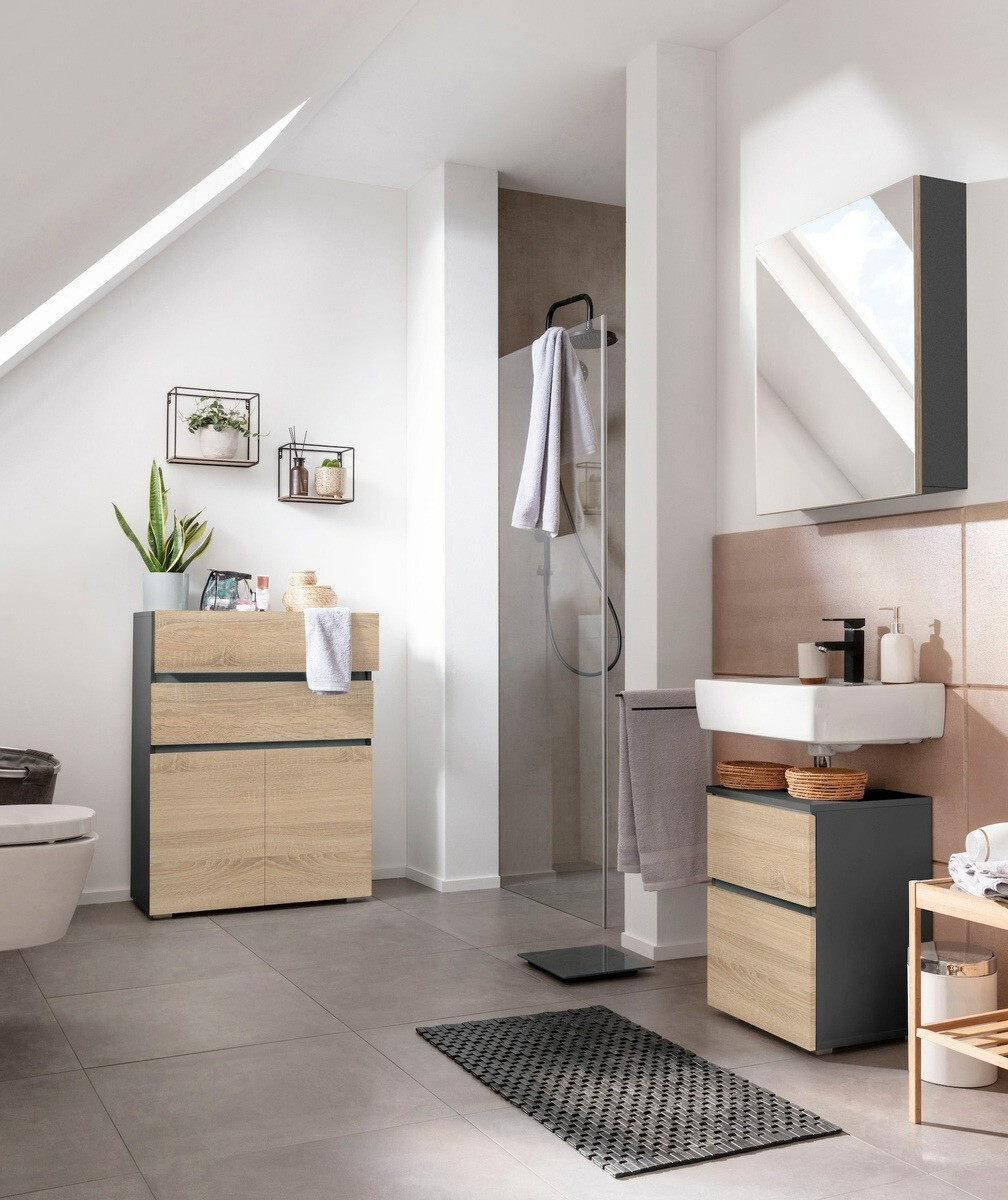 Mosdó alatti szekrény Soncamu 103 (Antracit + Tölgy)