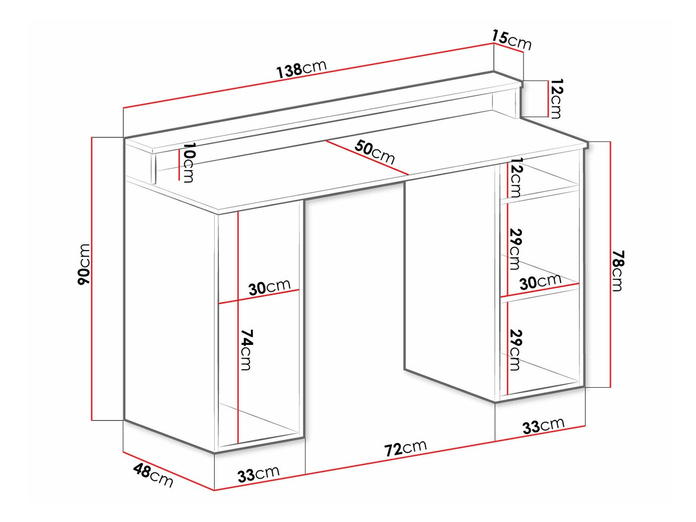 Gamer asztal Hartford 323 (Fekete)