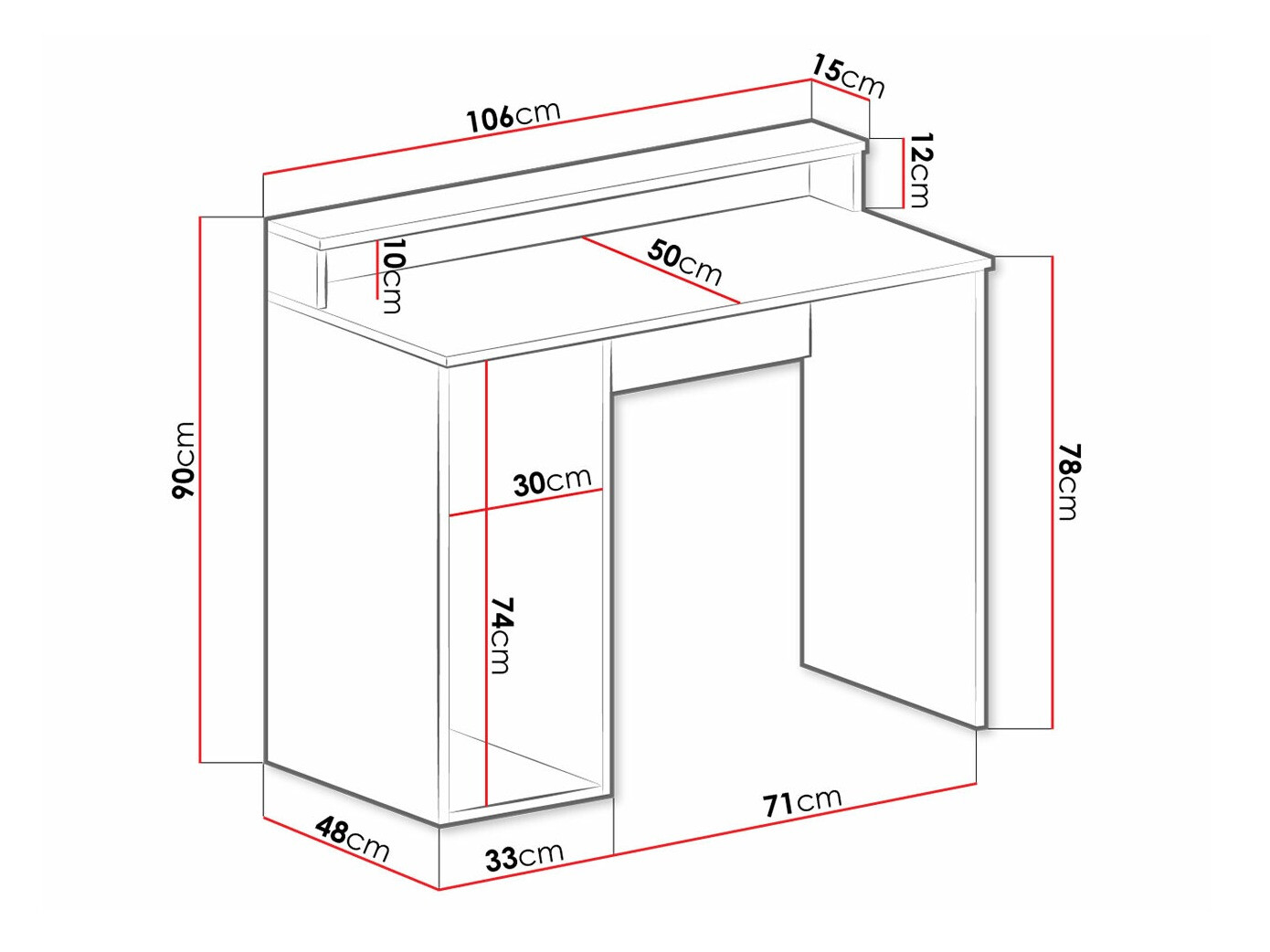 Gamer asztal Hartford 324 (Fekete)