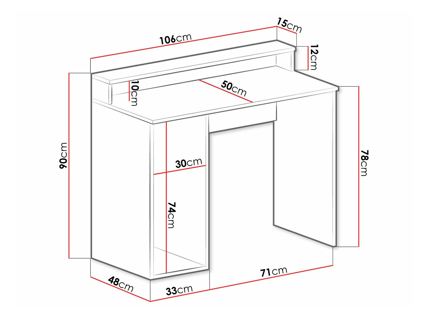 Gamer asztal Lila I (Fehér)