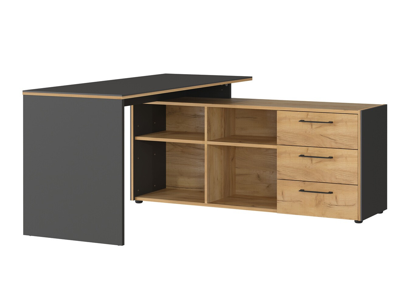 Sarok íróasztal Fivcalu 101 (Navarra tölgy + Grafit)